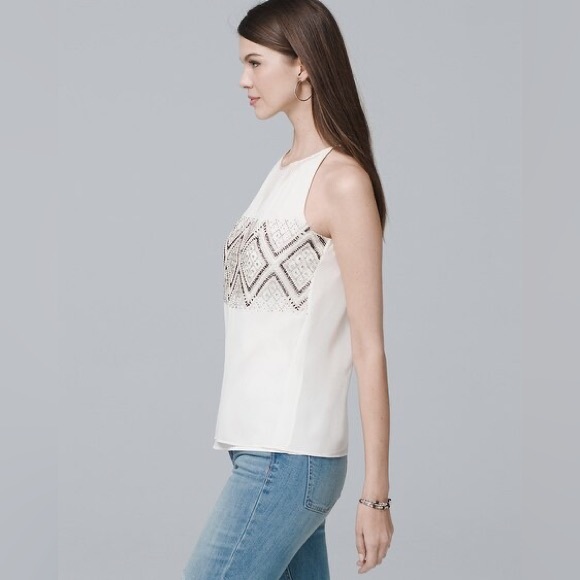 Embellished Pretty Shell | Size XXS | Color Ecru | WHBM - Picture 3 of 7